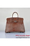 Hermes Birkin 35CM Croco Leather Tote Bag Dark Brown  Replica