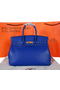 Hermes Birkin 35CM Tote Bag Blue Original Grainy Leather H35 Gold  Replica