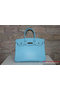 Hermes Birkin 35CM Tote Bag Light Blue Palm Pattern Leather H6089 Silver  Replica