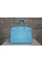Hermes Birkin 35CM Tote Bag Light Blue Palm Pattern Leather H6089 Silver  Replica