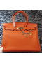 Hermes Birkin 35CM Tote Bag Litchi Leather HB35GL Orange  Replica