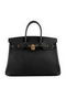 Hermes Birkin 35CM Tote Bags Black Grainy Leather H-35 Gold  Replica