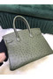 Hermes Birkin Bag Original Leather Ostrich skin HBK2530 blackish green  Replica