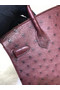 Hermes Birkin Bag Original Leather Ostrich skin HBK2530 Burgundy  Replica