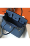 Hermes Blue Agate Clemence Birkin 30cm Bag  Replica