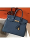 Hermes Blue Agate Clemence Birkin 30cm Bag  Replica