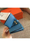Hermes Blue Jean Clemence Bearn Gusset Wallet  Replica