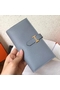 Hermes Blue Lin Epsom Bearn Gusset Wallet  Replica