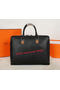 Hermes Briefcase Grainy Calf Leather H8253 Black  Replica