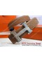Hermes Calf Leather Diamond Belt HB118 Brown Silver  Replica