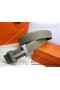 Hermes Calf Leather Diamond Belt HB118 Khaki Silver  Replica