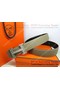 Hermes Calf Leather Diamond Belt HB118 Khaki Silver  Replica