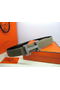 Hermes Calf Leather Diamond Belt HB118 Khaki Silver  Replica
