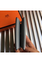 Hermes Calvi Card Holder In Blue Lin Epsom Leather  Replica