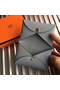 Hermes Calvi Card Holder In Blue Lin Epsom Leather  Replica