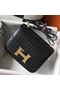 Hermes Constance 18 Handmade Bag In Black Embossed Crocodile  Replica