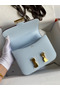 Hermes Constance 18 Handmade Bag In Blue Brume Epsom Calfskin  Replica