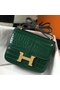 Hermes Constance 18 Handmade Bag In Green Embossed Crocodile  Replica
