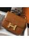 Hermes Constance 24cm Bag In Brown Embossed Crocodile  Replica