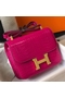 Hermes Constance 24cm Bag In Rose Red Embossed Crocodile  Replica