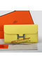 Hermes Constance Long Wallets Original Calfskin Leather A909 Lemon  Replica