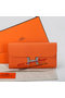 Hermes Constance Long Wallets Original Calfskin Leather A909 Orange Wallets  Replica