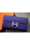Hermes Constance Long Wallets Original Leather HA909 Dark Blue Wallets  Replica