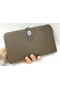 Hermes Dogon Combined Wallet Litchi Leather A508 Khaki  Replica