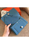 Hermes Dogon Duo Wallet In Blue Jean Leather  Replica