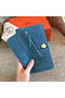 Hermes Dogon Duo Wallet In Blue Jean Leather  Replica