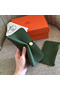 Hermes Dogon Duo Wallet In Green Clemence Leather  Replica