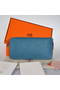 Hermes Evelyn Long Wallet Zip Purse A808 Blue  Replica
