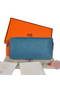 Hermes Evelyn Long Wallet Zip Purse A808 Blue  Replica