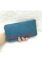 Hermes Evelyn Long Zip Wallet Litchi A808 Blue  Replica