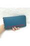 Hermes Evelyn Long Zip Wallet Litchi A808 Blue  Replica