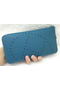 Hermes Evelyn Long Zip Wallet Litchi A808 Blue  Replica