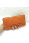 Hermes Evelyn Long Zip Wallet Litchi A808 Orange  Replica