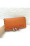 Hermes Evelyn Long Zip Wallet Litchi A808 Orange  Replica