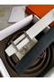 Hermes H d'Ancre Reversible Belt In Black/White Epsom Leather  Replica