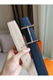 Hermes H d'Ancre Reversible Belt In Blue/White Epsom Leather  Replica