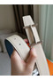Hermes H d'Ancre Reversible Belt In Blue/White Epsom Leather  Replica
