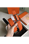 Hermes H d'Ancre Reversible Belt In Orange/Noir Leather  Replica