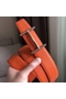Hermes H d'Ancre Reversible Belt In Orange/Noir Leather  Replica