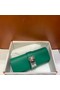 Hermes H Medor swift Leather Clutch 37566 green&Silver hardware  Replica