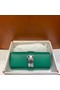 Hermes H Medor swift Leather Clutch 37566 green&Silver hardware  Replica