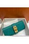 Hermes H Medor swift Leather Clutch 37566 Lake green&Gold hardware  Replica