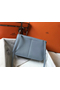 Hermes Halzan 31cm Bag In Blue Lin Clemence Leather  Replica