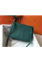 Hermes Halzan 31cm Bag In Malachite Clemence Leather  Replica