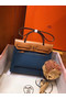 Hermes Herbag 31CM Original Canvas Leather & Calfskin 45987 Blue&Apricot  Replica