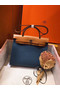 Hermes Herbag 31CM Original Canvas Leather & Calfskin 45987 Blue&Apricot  Replica